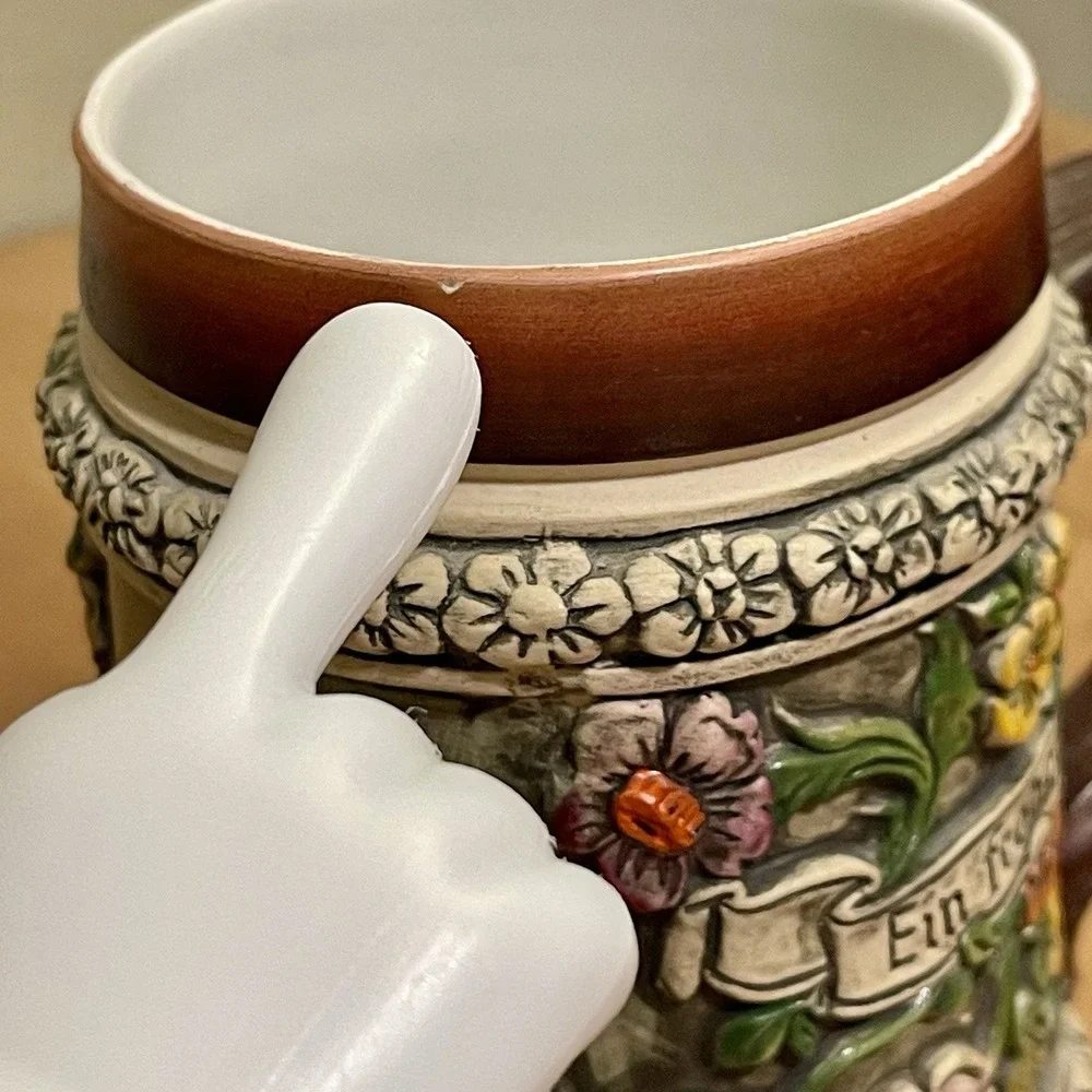 Vintage‎ Thewalt ? German Beer Stein 3D Floral Musician Scene Colorful
